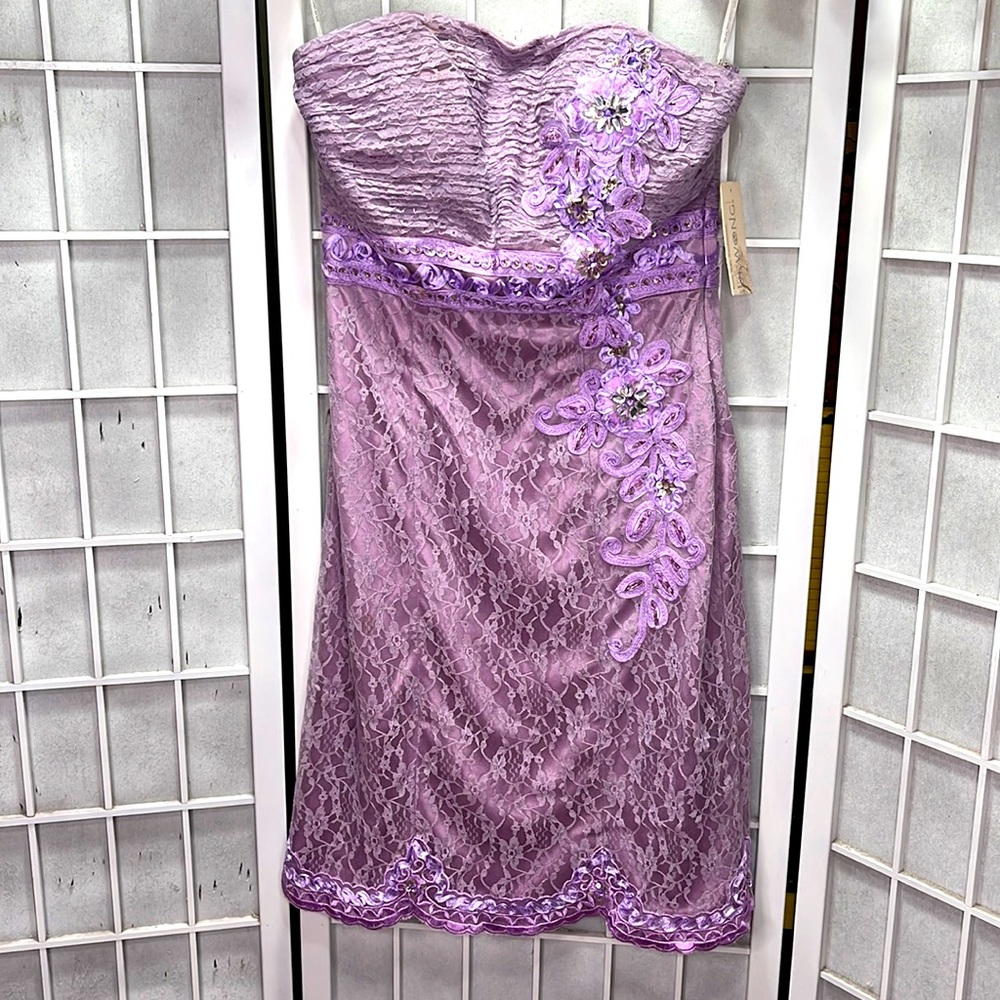 Sue Wong Strapless Cocktail Lace Dress NWT